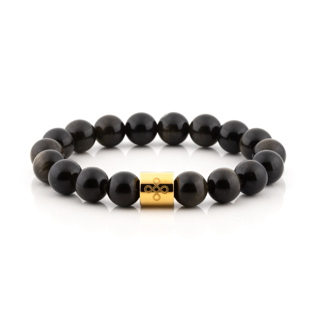 Classic Natural Gold Sheen Obsidian Bracelet