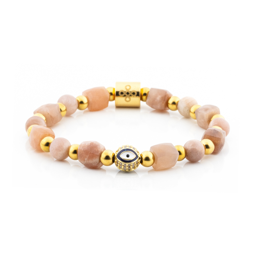 Diana V Bracelet (Evil Eye Charm in Natural Sunstone)