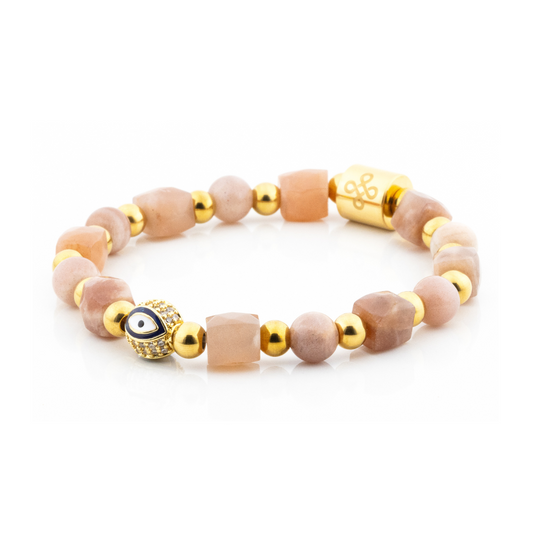 Diana V Bracelet (Evil Eye Charm in Natural Sunstone)