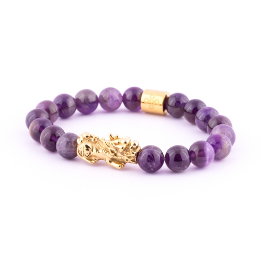 Lucky Piyao in Natural Amethyst Bracelet
