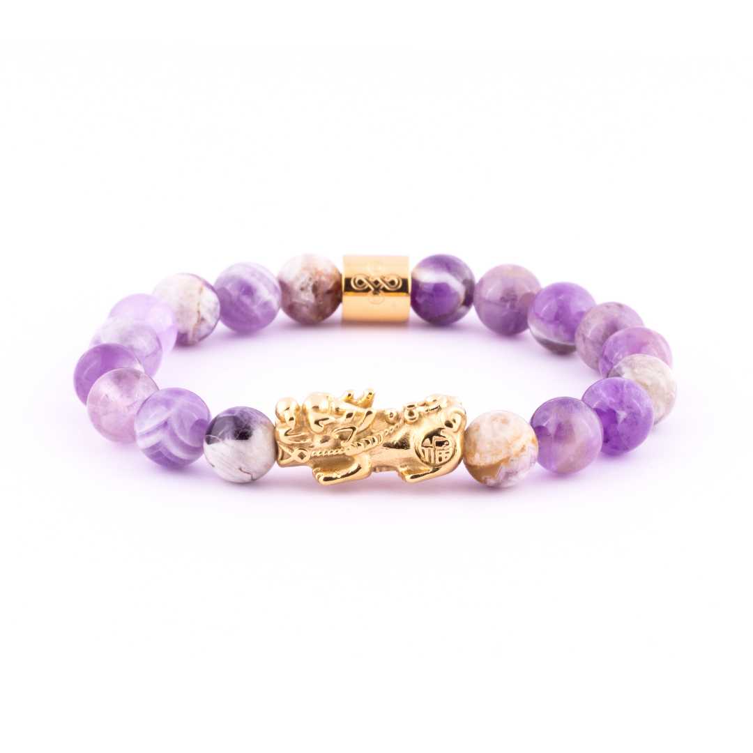 Lucky Piyao in Natural Chevron Amethyst Bracelet