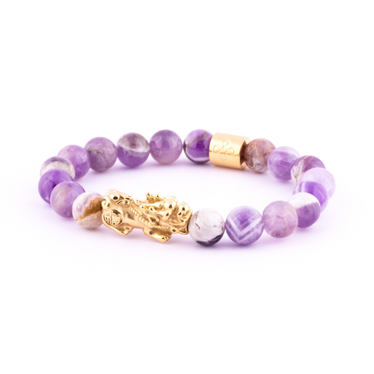Lucky Piyao in Natural Chevron Amethyst Bracelet