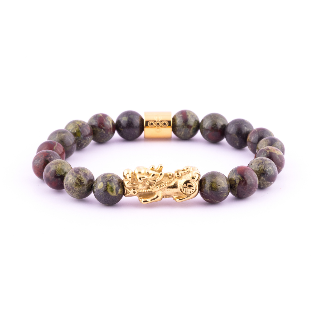 Lucky Piyao in Natural Dragon's Blood Jasper Bracelet
