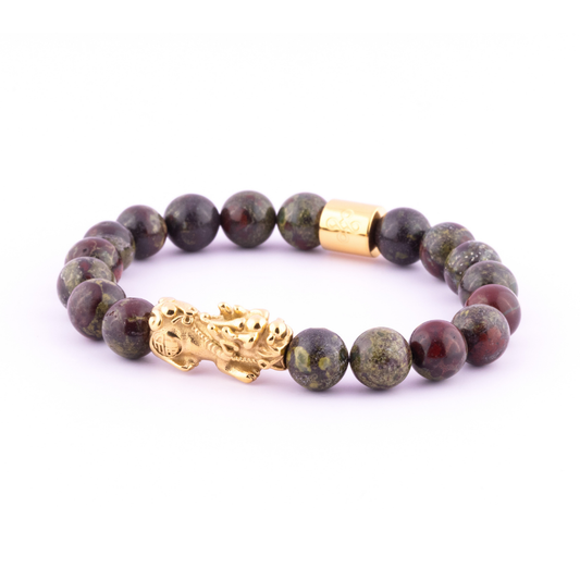 Lucky Piyao in Natural Dragon's Blood Jasper Bracelet