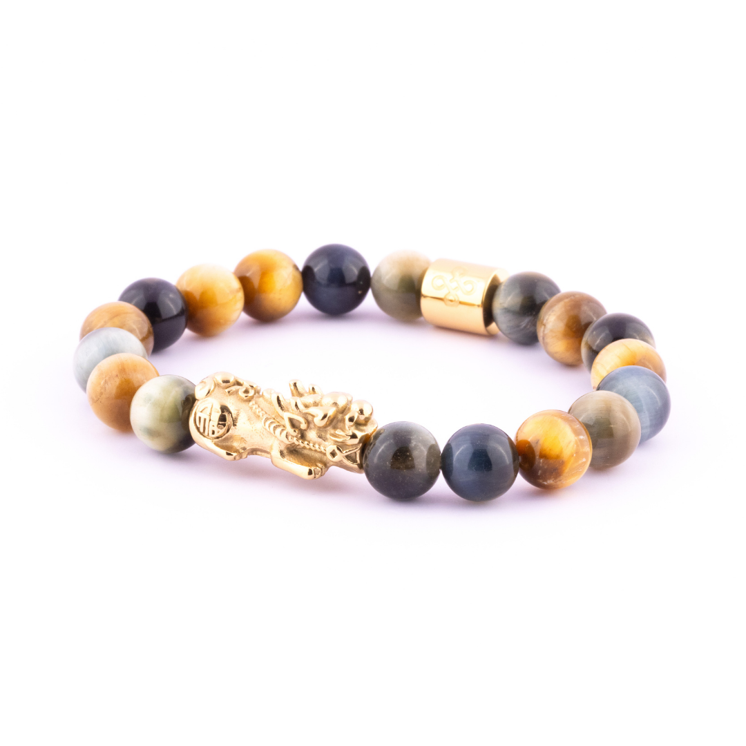 Lucky Piyao in Natural Golden Blue Tiger's Eye Bracelet