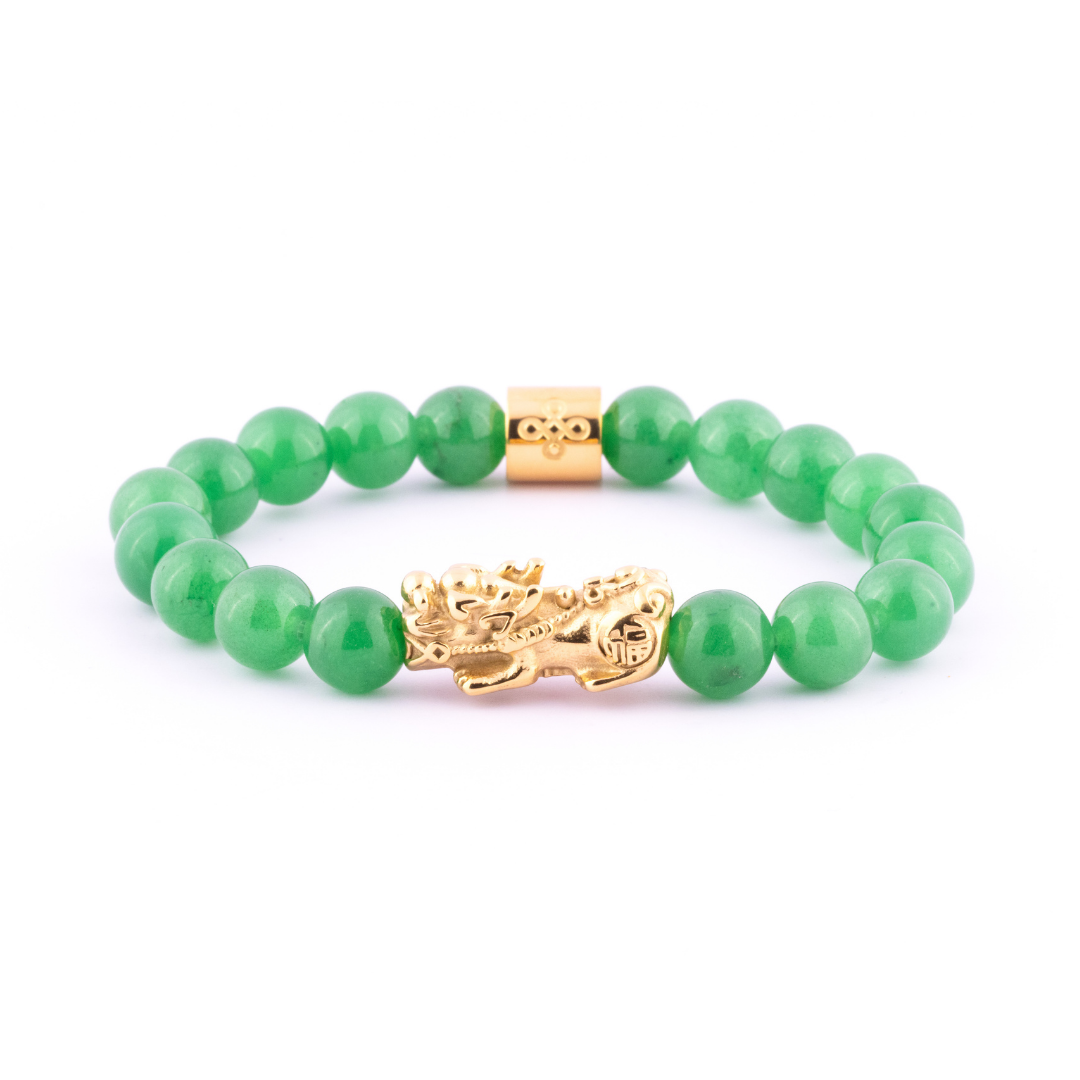 Lucky Piyao in Natural Green Jade Bracelet