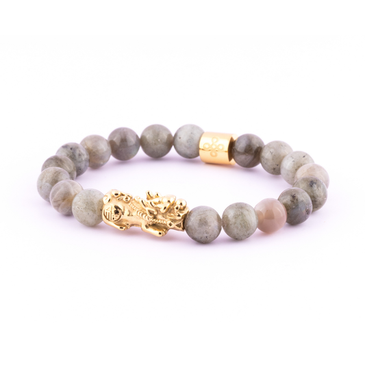 Lucky Piyao in Natural Labradorite Bracelet