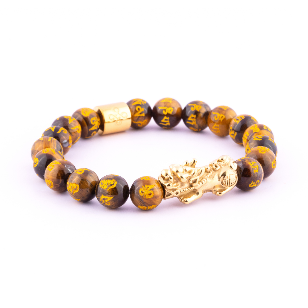 Lucky Piyao in Mantra Engraved Natural Brown Tiger s Eye Bracelet Lucky Life Manila