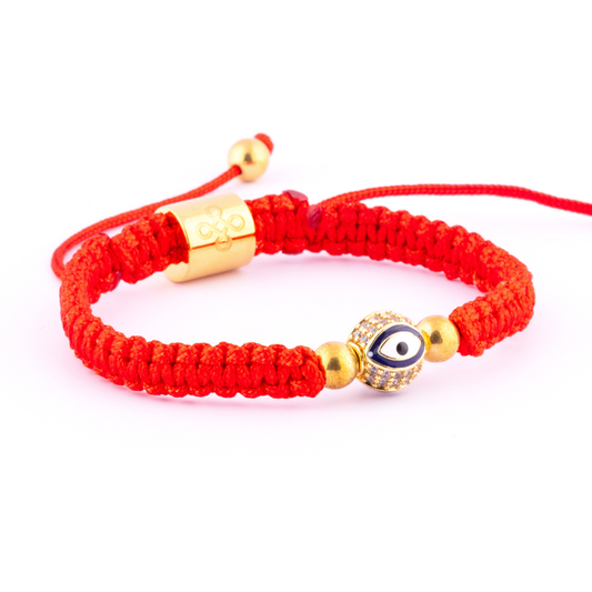 Evil Eye Charm in Tibetan Red String Shamballa Bracelet