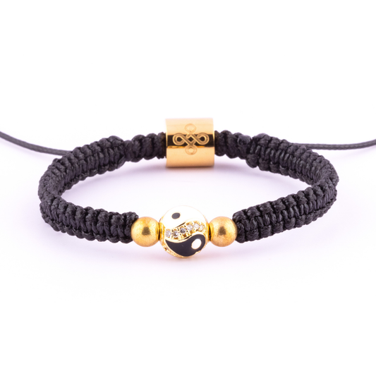 Yin Yang Evil Eye with Gold Pyrite Tibetan Shambhala Bracelet