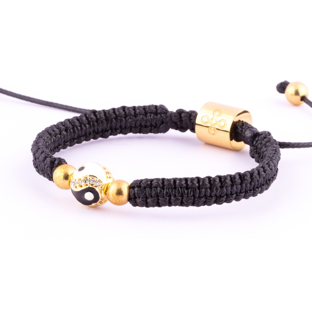 Yin Yang Evil Eye with Gold Pyrite Tibetan Shambhala Bracelet