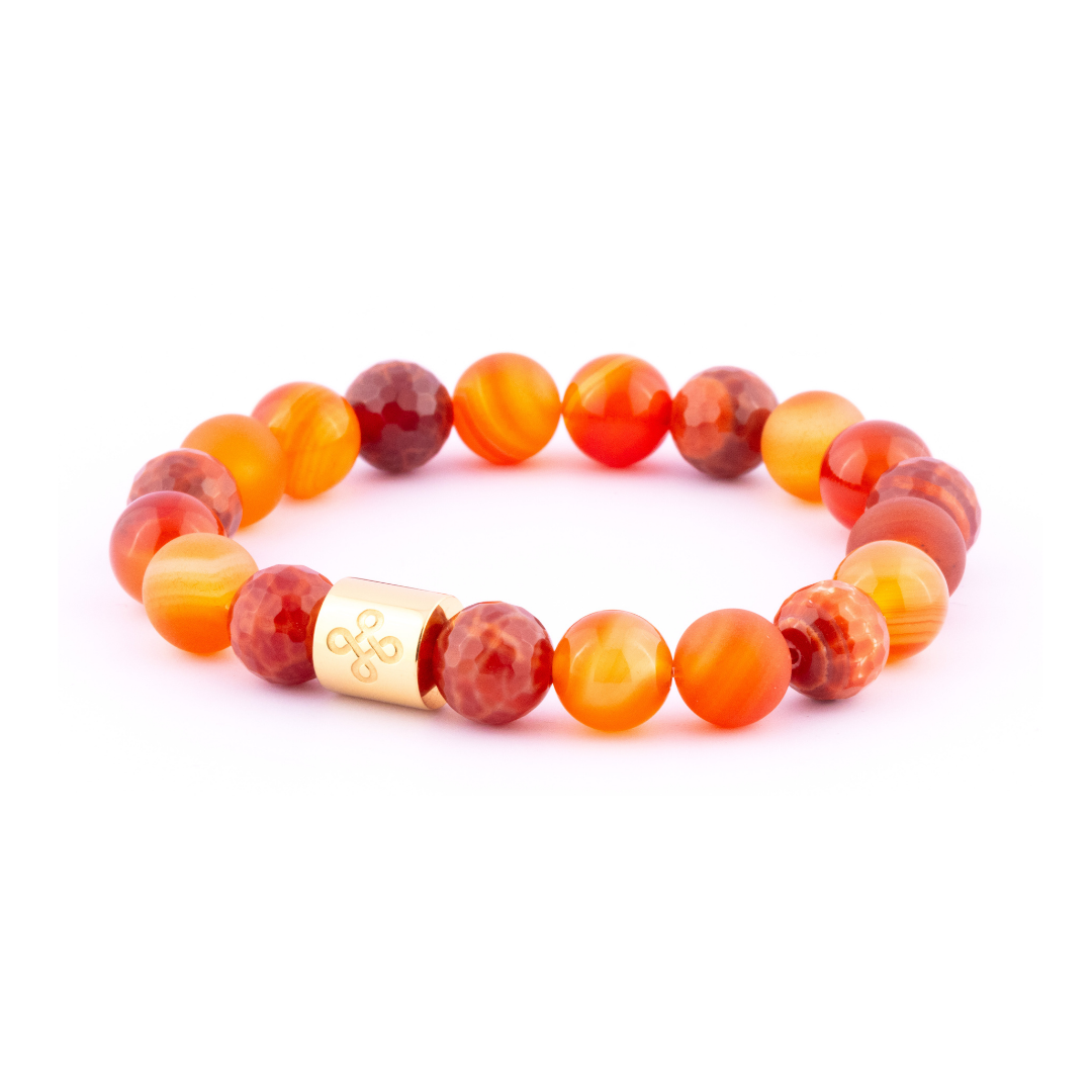 Prometheus II Tri-stone Bracelet (Natural Fire Agate, Red Agate & Matte Red Agate)