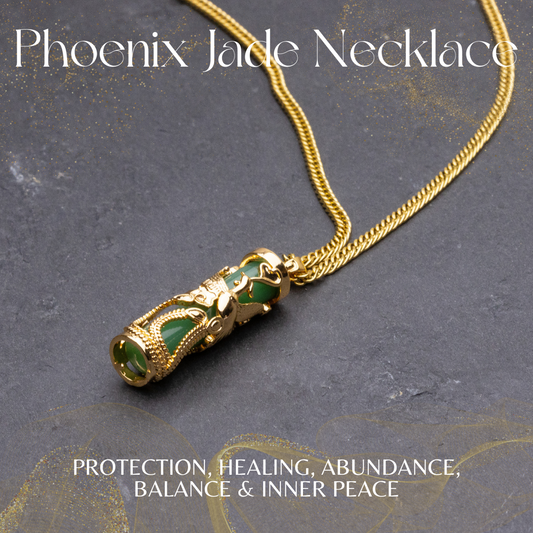 Phoenix with Jade Necklace | Feng Shui Lucky Color of the Year 2023 (Emerald Green & Wood Dragon)
