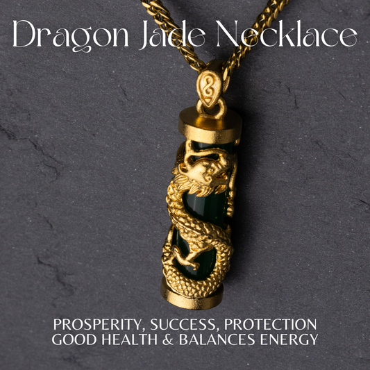 Dragon Jade Necklace | Feng Shui Lucky Color of the Year 2023 (Emerald Green & Wood Dragon)