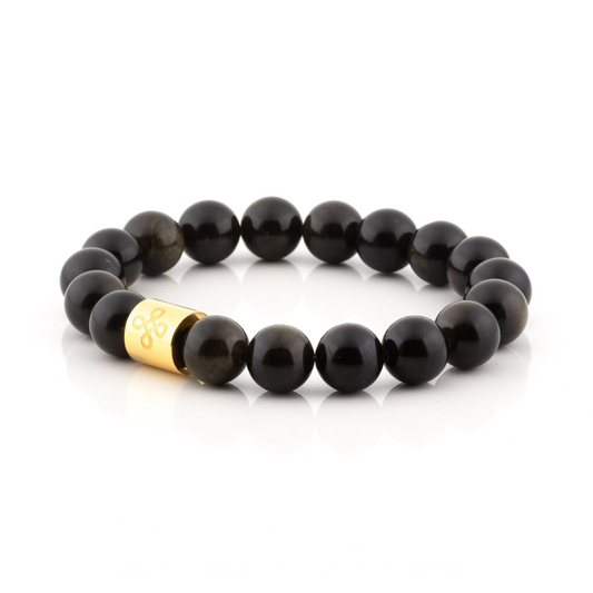 Classic Natural Gold Sheen Obsidian Bracelet