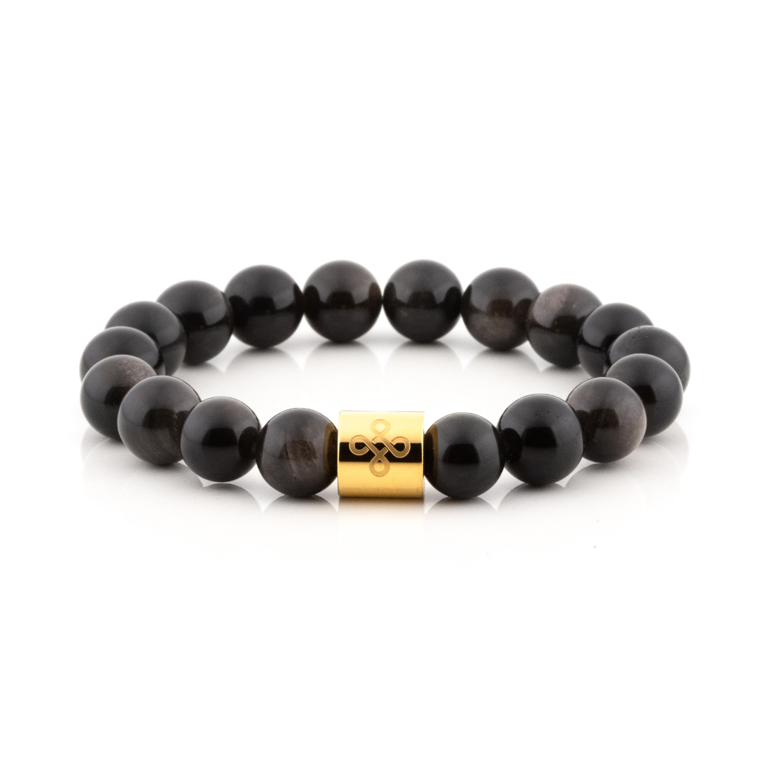 Classic Natural Silver Sheen Obsidian Bracelet