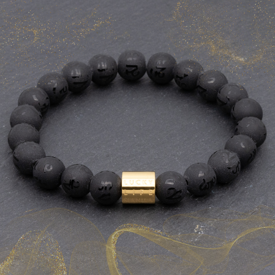 Classic Mantra Engraved Matte Black Onyx Bracelet - Lucky Life Manila