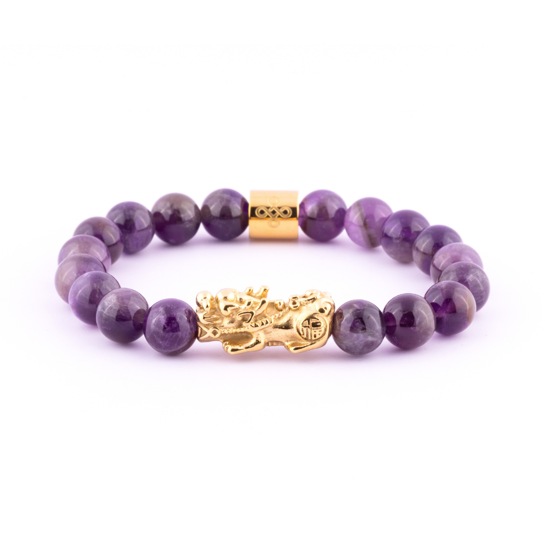 Lucky Piyao in Natural Amethyst Bracelet