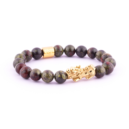 Lucky Piyao in Natural Dragon's Blood Jasper Bracelet