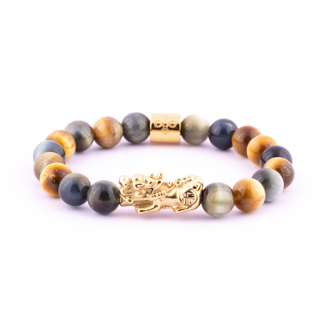 Lucky Piyao in Natural Golden Blue Tiger's Eye Bracelet