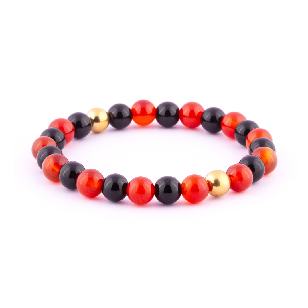 Pwera Usog | Anti-Usog Bracelet (Natural Red Agate and Black Onyx 8mm)