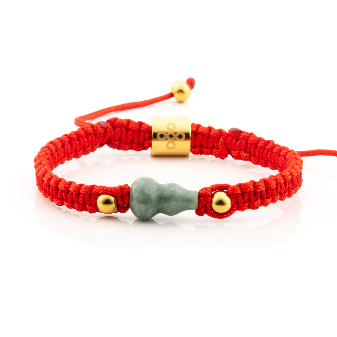 Burmese Jade Wulu in Tibetan Red String Shamballa Bracelet