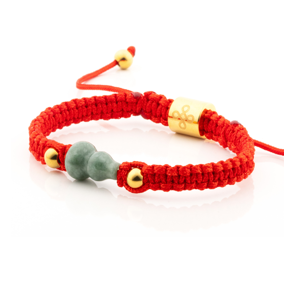 Burmese Jade Wulu in Tibetan Red String Shamballa Bracelet