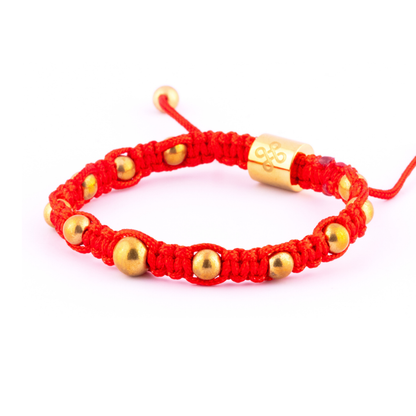 Natural Pyrite in Tibetan Red String Bracelet