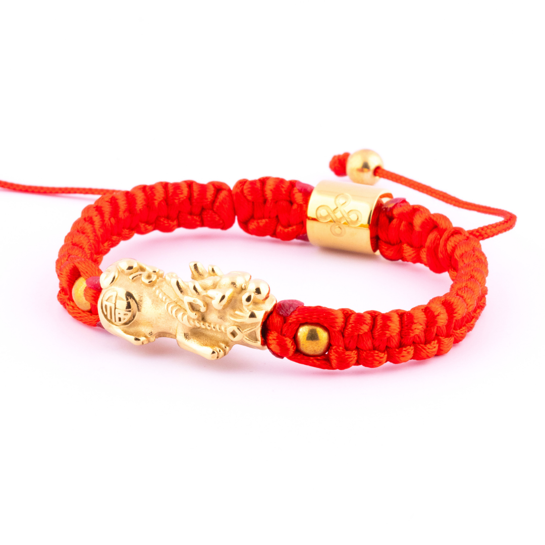 Lucky Piyao in Tibetan Red String Shamballa Bracelet