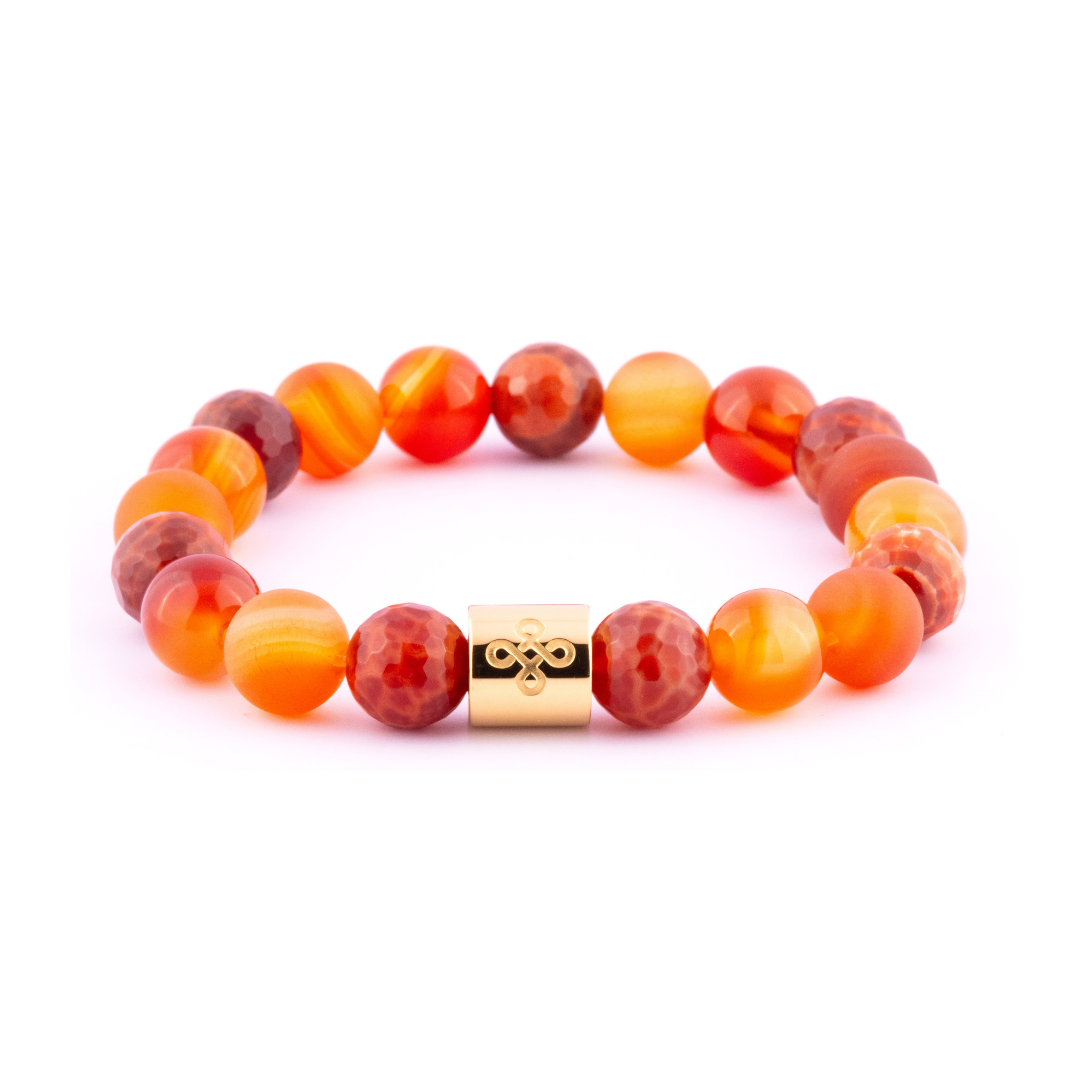 Prometheus II Tri-stone Bracelet (Natural Fire Agate, Red Agate & Matte Red Agate)