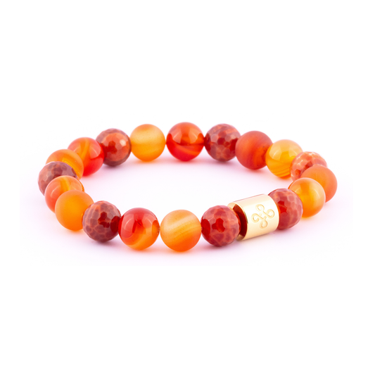 Prometheus II Tri-stone Bracelet (Natural Fire Agate, Red Agate & Matte Red Agate)