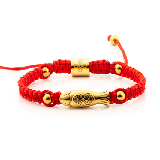 Yamabuki IV (Koi Fish Charm Red String Shamballa Bracelet)