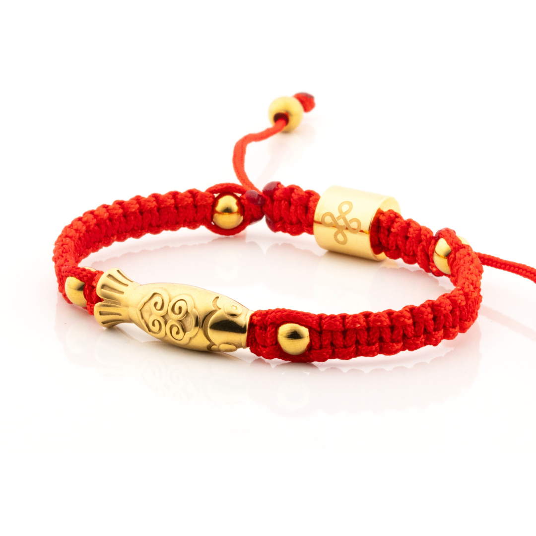 Yamabuki IV (Koi Fish Charm Red String Shamballa Bracelet)