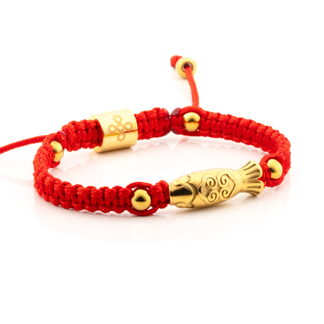 Yamabuki IV (Koi Fish Charm Red String Shamballa Bracelet)