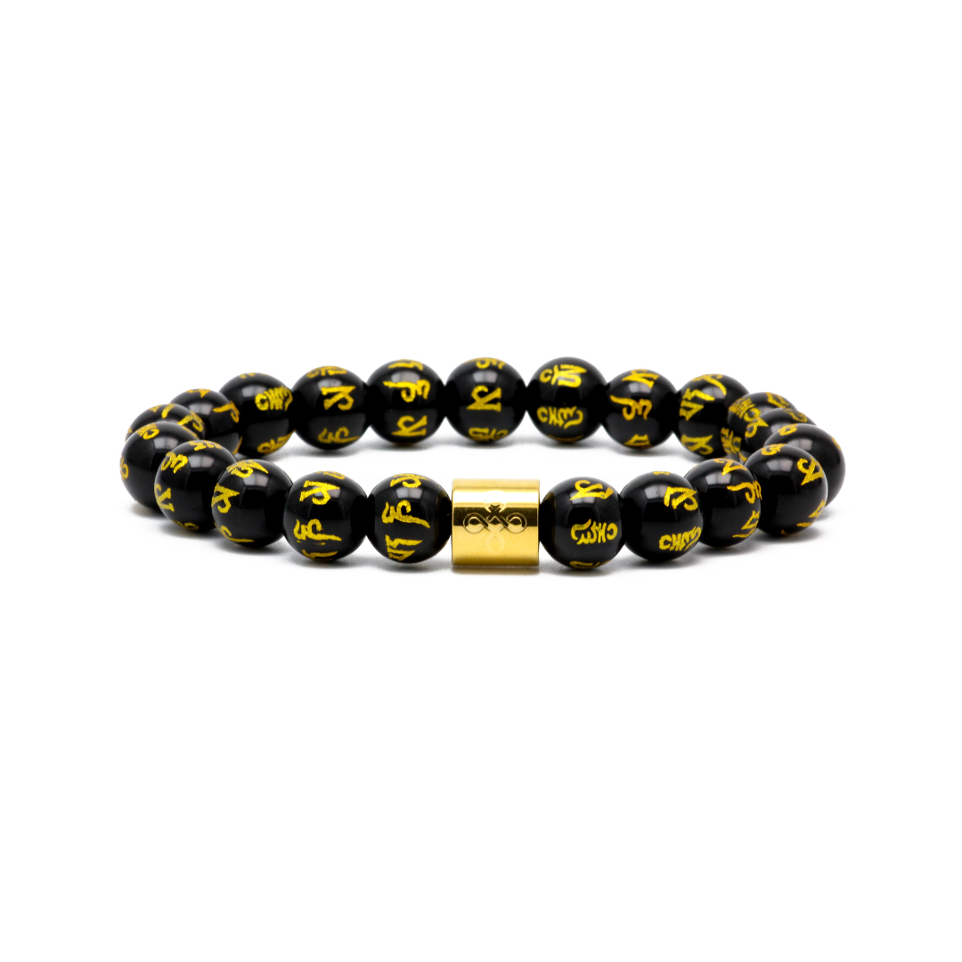 Classic Mantra Engraved Black Onyx Bracelet - Lucky Life Manila