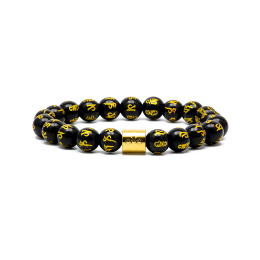Classic Mantra Engraved Black Onyx Bracelet - Lucky Life Manila